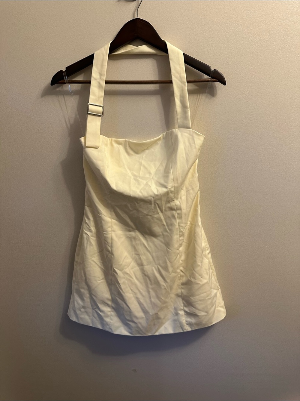 #321 Peppermayo Cream Halter Mini Dress with Adjustable Strap